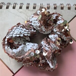 Glamorous Sequin Hair Scrunchie - Rose Gold